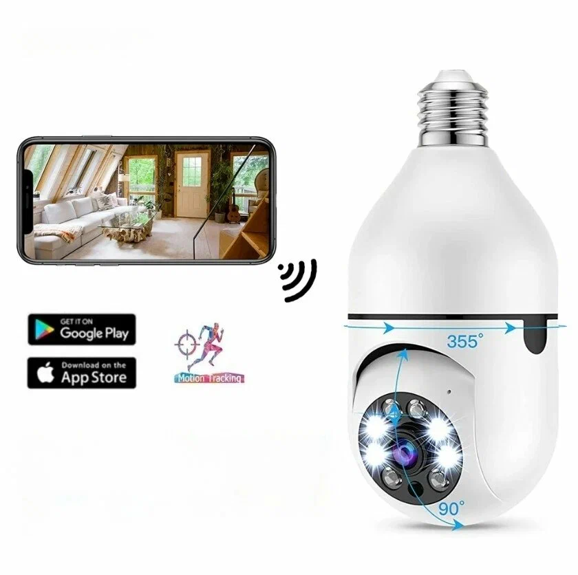 Камера видеонаблюдения Wi-Fi поворотная 360° / Беспроводная Wi-Fi IP камера лампочка с динамиком и микрофоном