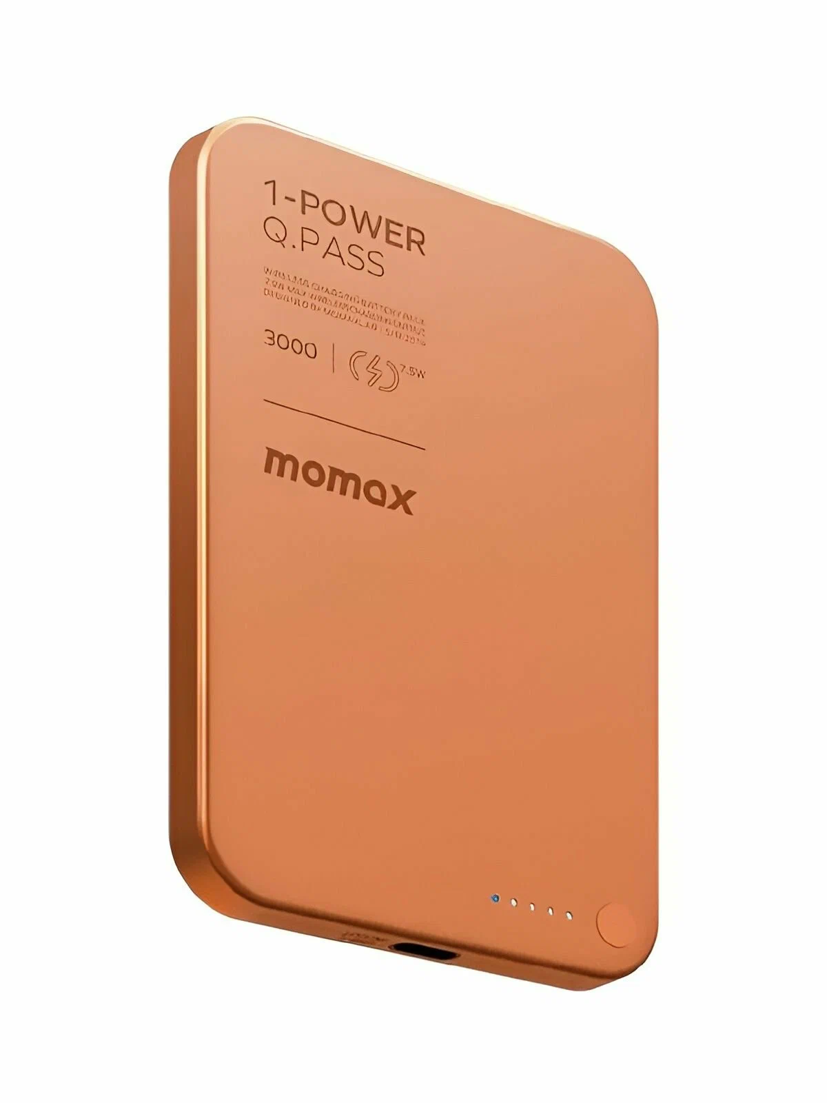 Магнитный внешний аккумулятор Momax 1-Power Q.Pass 3000 mAh, ультратонкий, оранжевый